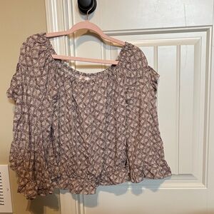 Willow Off-Shoulder Patterned Blouse in Gray